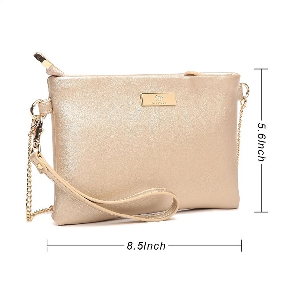 Leather Wristlet/Clutch or Crossbody w/Chain Strap - Picture 4 of 5